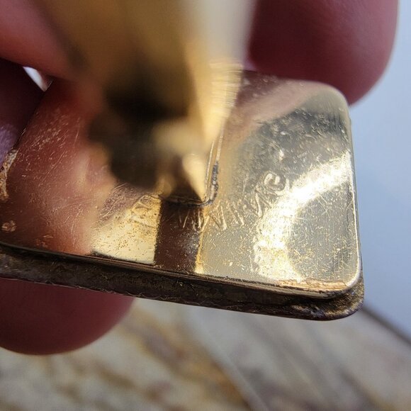 Vintage MCM Colorful Resin Gold Tone Cuff Links Cufflinks Cuff Links Marked - Picture 5 of 5